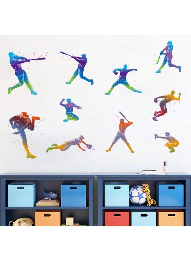 WOYINIS Watercolor Baseball Wall Stickers Removable Sports Player Silhouette Wall Decals Peel and Stick Art Decor for Kids Bedroom Playroom Nursery Classroom - Image 5