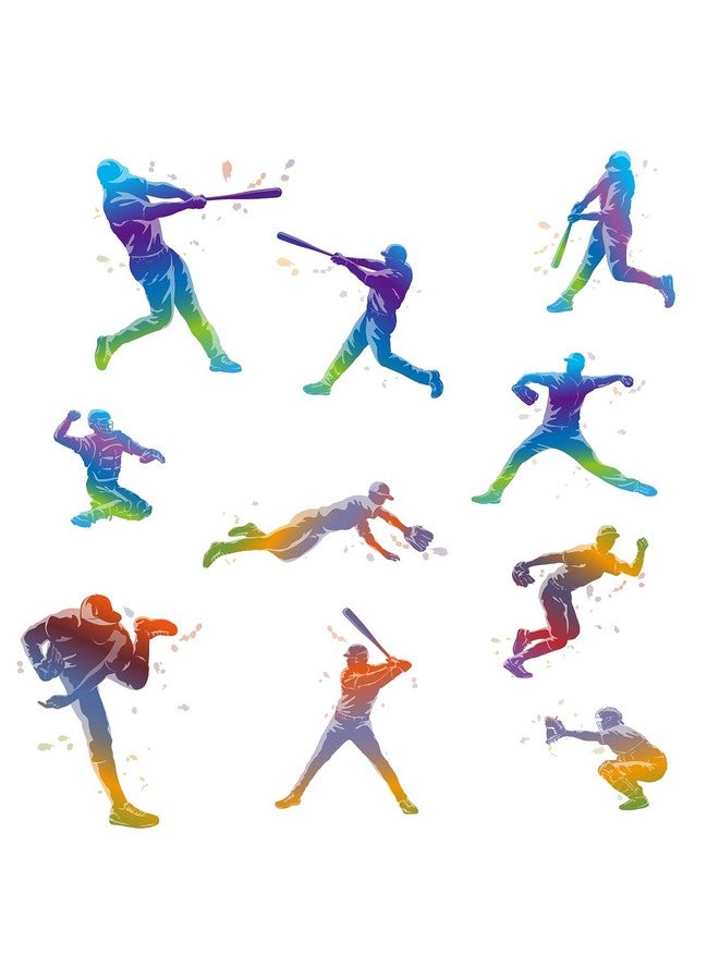 WOYINIS Watercolor Baseball Wall Stickers Removable Sports Player Silhouette Wall Decals Peel and Stick Art Decor for Kids Bedroom Playroom Nursery Classroom - Image 3