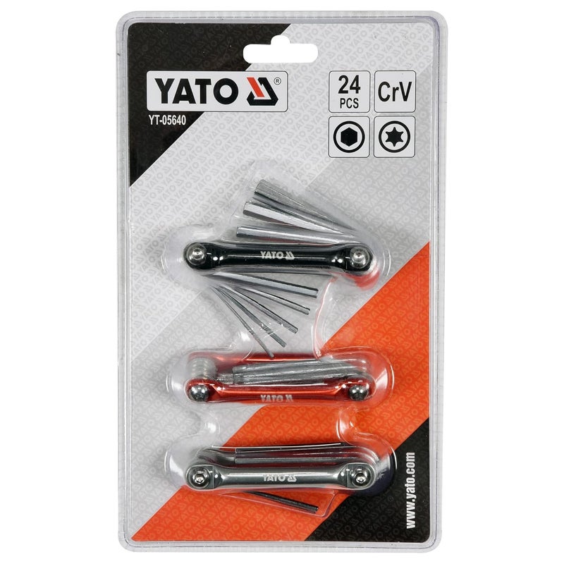 Yato Yato YT05640 Hex Key Set 24 PcsProfessional Hex Key SetHex Key Wrench SetTool SetIndustrial ToolsPower ToolsTorx WrenchesCrV SteelAluminum handleMechanicalCar - Image 1
