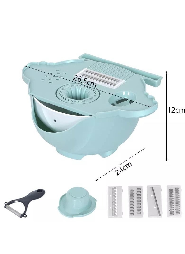 JUNARIS - 12 in 1 Multi Purpose Vegetable Cutter With Interchangeable Blades Kitchen Tools Separation of Egg Yolk and White  Rapid Drain Basket - Image 1