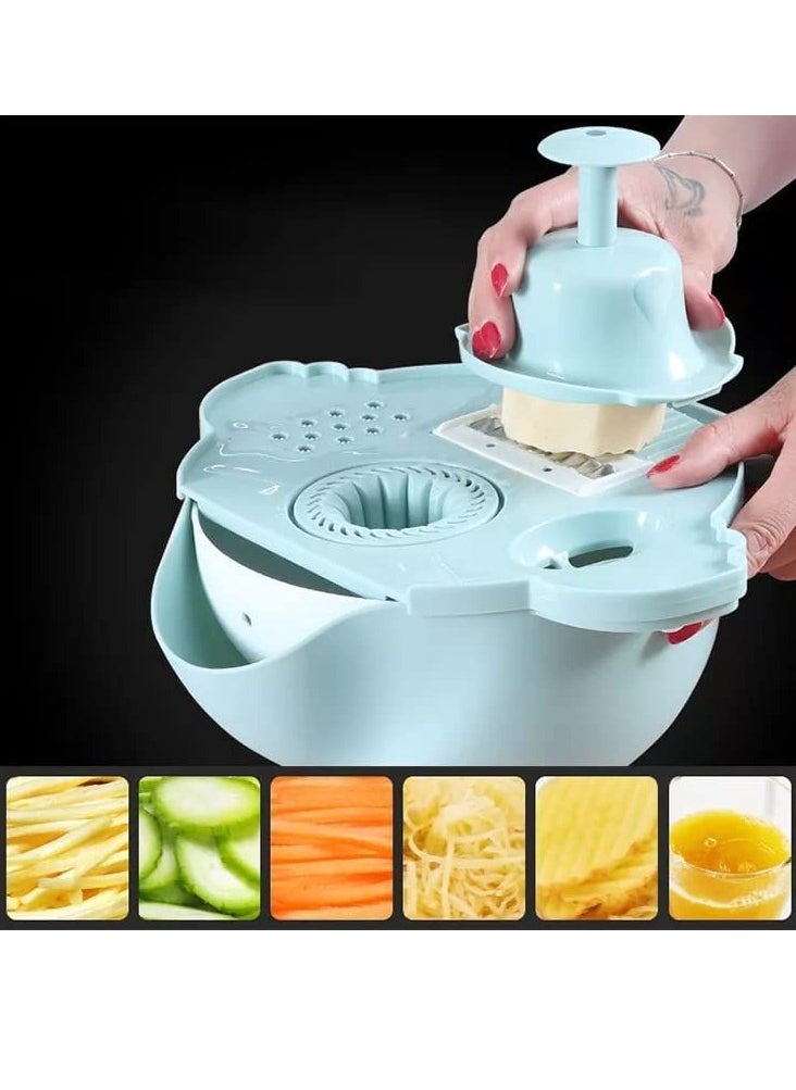 JUNARIS - 12 in 1 Multi Purpose Vegetable Cutter With Interchangeable Blades Kitchen Tools Separation of Egg Yolk and White  Rapid Drain Basket - Image 1