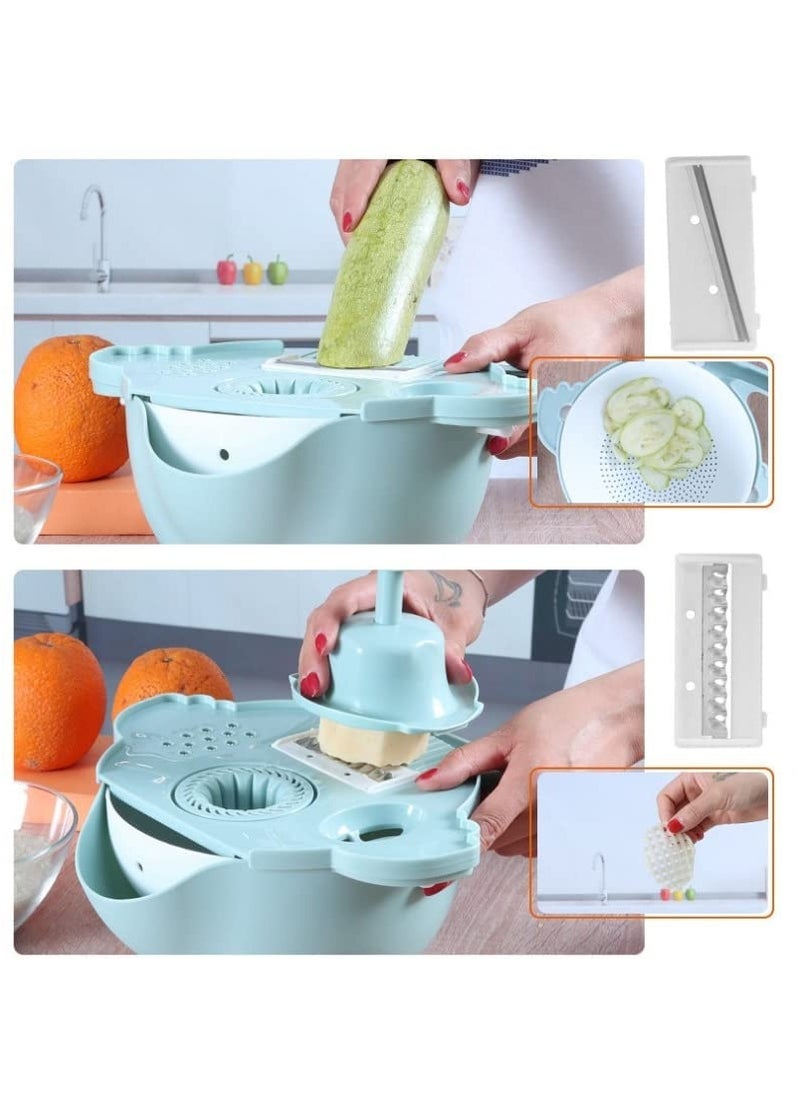 JUNARIS - 12 in 1 Multi Purpose Vegetable Cutter With Interchangeable Blades Kitchen Tools Separation of Egg Yolk and White  Rapid Drain Basket - Image 1