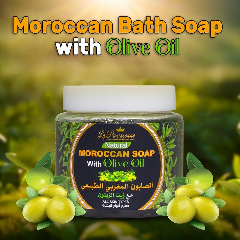 La Parisienne Natural Moroccan Soap with Olive Oil - 500g for All Skin Types - Image 3