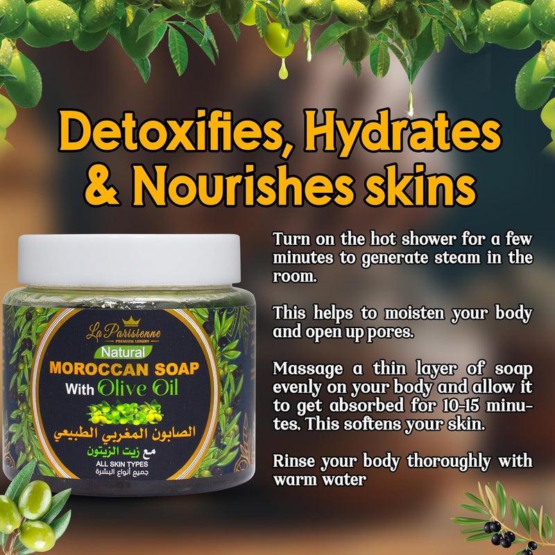 La Parisienne Natural Moroccan Soap with Olive Oil - 500g for All Skin Types - Image 5