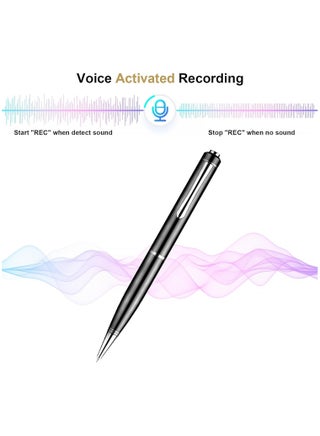 مسجل صوت رقمي سعة 64 جيجابايت - مسجل صوت منشط مع تشغيل، مسجل صوت احترافي للمحاضرات/الاجتماعات/الدورة، مسجل صوت محمول لنقل الملف إلى الكمبيوتر (أسود) - view 3