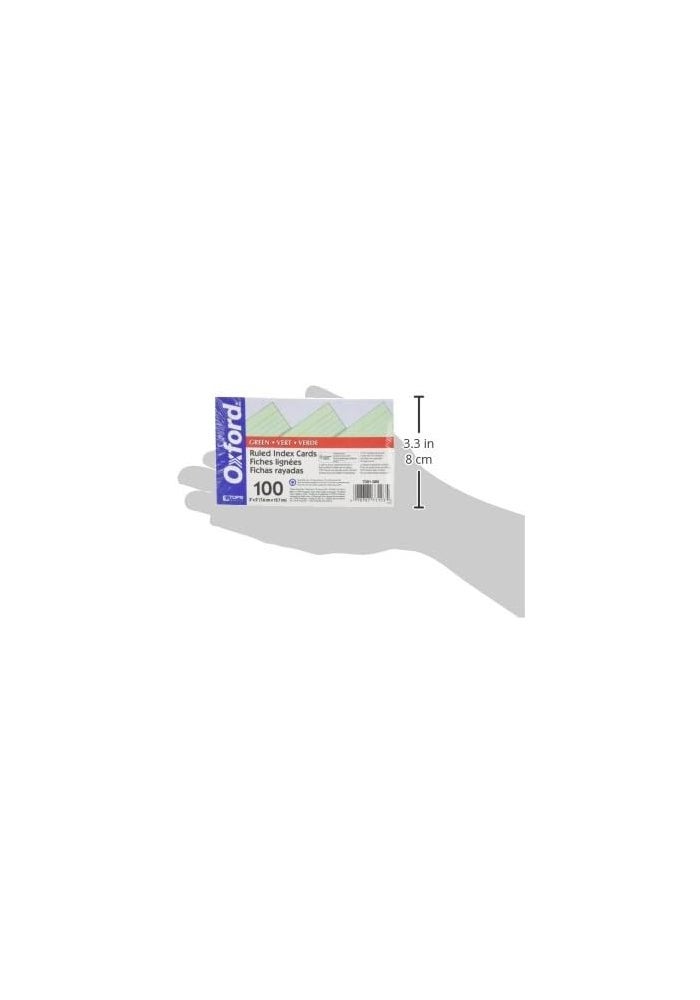 Oxford Ruled Color Index Cards, 3" x 5", Green, 100 Per Pack - Image 2