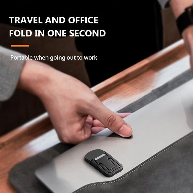 Laptop Stand: 2pcs Black Zinc Alloy - Adjustable Ergonomic Angles Foldable Compact 7mm Thin - Enhanced Cooling Ventilation for Office Travel - Image 4