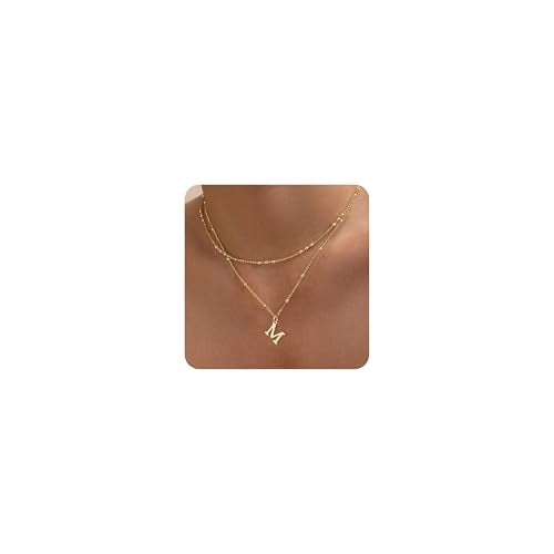 SWRNR Initial Necklaces for Women, Dainty 14K Gold Plated Layered A-Z Letter Pendant Necklace Trendy Cute Choker Name Charm Necklace Stack Personalized Jewelry Gift for Her Birthday Christmas Gift - Image 1