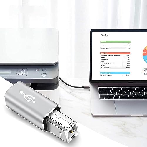 Tobo محول Tobo USB C إلى USB B، محول USB C إلى طابعة، محول MIDI للطابعات، البيانو الكهربائي، DIMI، Chrome-Book Pixel، السينثسايزر والمزيد (رمادي) (TD-1078TC) - Image 4