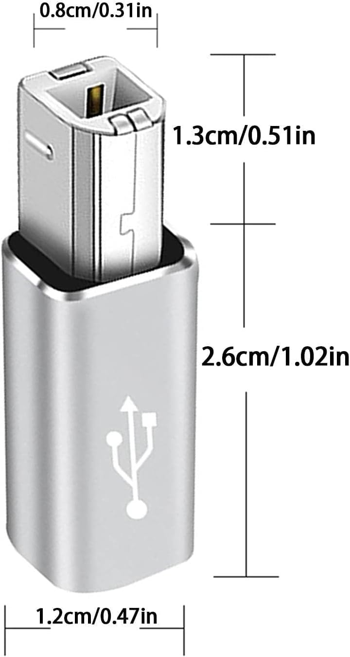 Tobo محول Tobo USB C إلى USB B، محول USB C إلى طابعة، محول MIDI للطابعات، البيانو الكهربائي، DIMI، Chrome-Book Pixel، السينثسايزر والمزيد (رمادي) (TD-1078TC) - Image 3