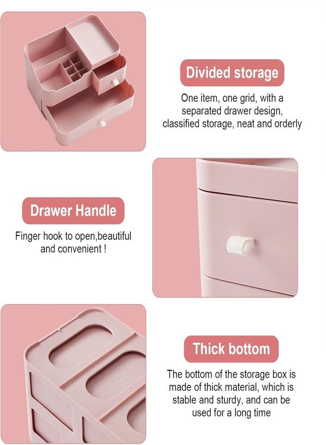 EBOFAB Makeup Organizer With Drawers, Cosmetic Storage Box With 2 Drawers And 9 Compartments, Durable And Stylish Organizing Box For Cosmetics, Jewelry, Stationery, Office, Table, And Home Use - Image 5