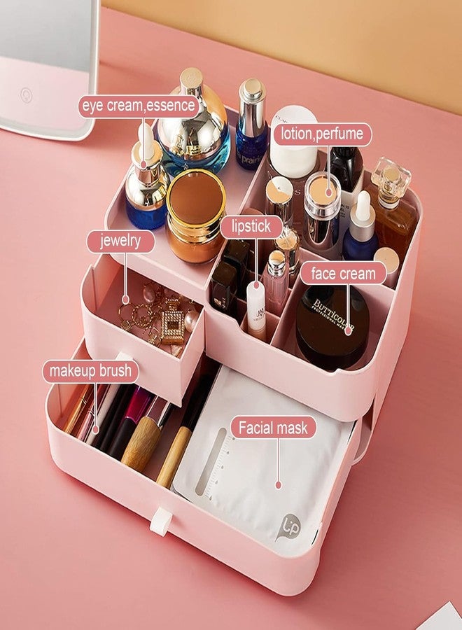 EBOFAB Makeup Organizer With Drawers, Cosmetic Storage Box With 2 Drawers And 9 Compartments, Durable And Stylish Organizing Box For Cosmetics, Jewelry, Stationery, Office, Table, And Home Use - Image 2