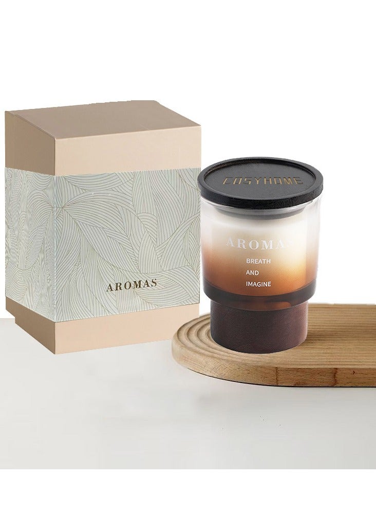 AROMAS Agarwood Sandalwood Scented Candle, 120g±10g Vegetable Wax Base Gift Box Eco-friendly aromatherapy Candle, Clean Burning Cotton Wick, Soothing Scent to Relieve Stress - Perfect for Home Decor and Relaxation  - Image 1