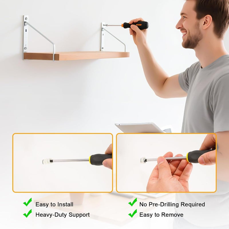 KURUI #8 Self Drilling Drywall Anchors with Screws Kit, Heavy Duty Dry Wall Anchors for Hanging Sheetrock, 50 Self-Tapping Plastic Drywall Hangers 50 Sheet Rock Screws, 100PCs Mounting Hardware -75LB - Image 4