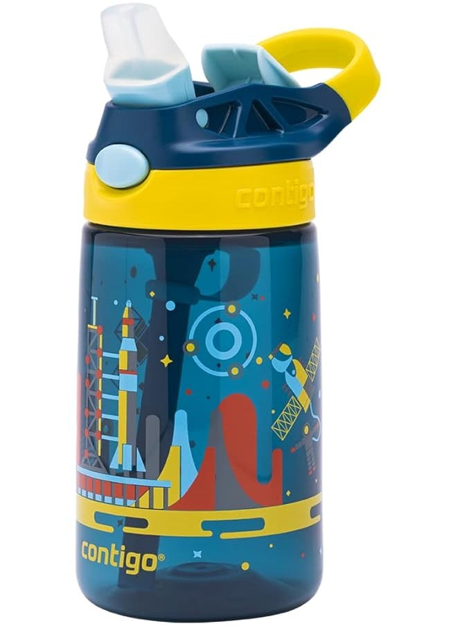 Contigo - Gizmo Flip Autoseal Kids Water Bottle With Flip Straw 420 Ml Yellow Nautical Blue With Space - Image 1