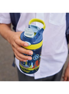 Contigo Gizmo Flip Autoseal Kids Water Bottle With Flip Straw 420 Ml Yellow Nautical Blue With Space  - Image 5