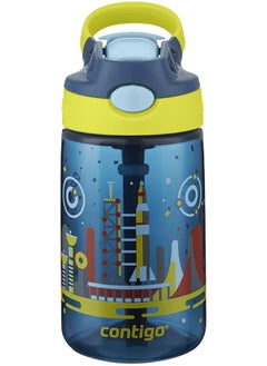 Contigo Gizmo Flip Autoseal Kids Water Bottle With Flip Straw 420 Ml Yellow Nautical Blue With Space  - Image 3