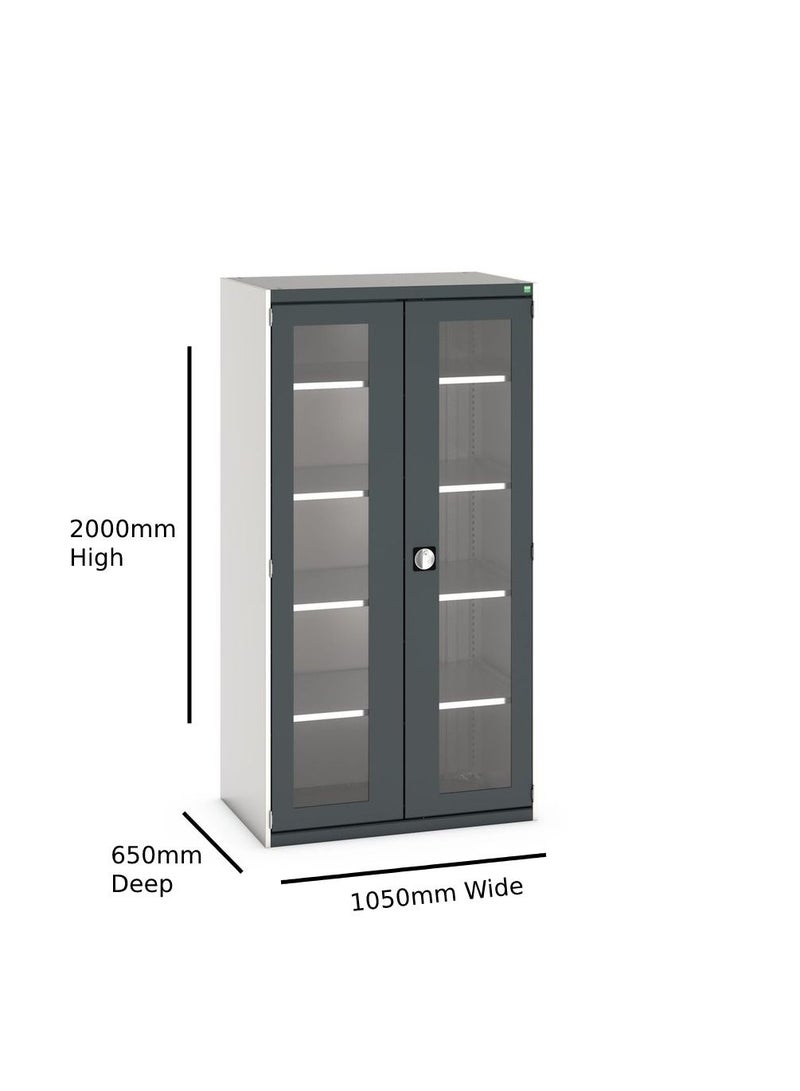 bott Bott Cubio cupboard with window doors & 4 shelves WxDxH: 1050x650x2000mm  - Image 2