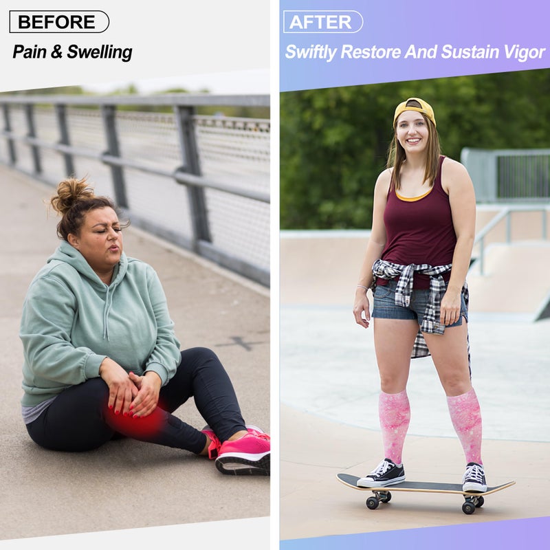 LEVSOX Wide Calf Compression Socks for Women Men Plus Size 15-20 mmHg Extra Large Knee High Support Sock for Nurses Pregnant Travel - Image 4