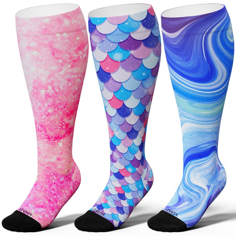 LEVSOX Wide Calf Compression Socks for Women Men Plus Size 15-20 mmHg Extra Large Knee High Support Sock for Nurses Pregnant Travel - Image 1