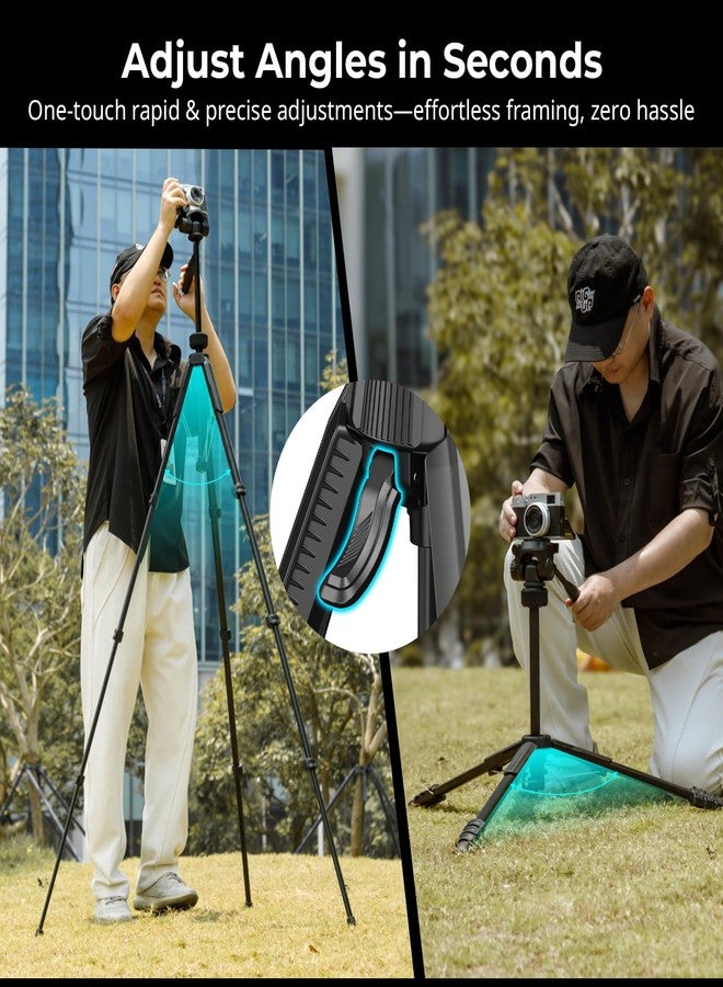 سمول ريج حامل ثلاثي القوائم للكاميرا SmallRig 71 بوصة AP-21، حامل ثلاثي القوائم للسفر لأجهزة iPhone والكاميرات من Canon وNikon مع مشبك للهاتف وحقيبة حمل، حوامل ثلاثية القوائم محمولة للتصوير الفوتوغرافي بأرجل قفل سريعة الفتح، أقصى حمولة 11 رطلاً - Image 3