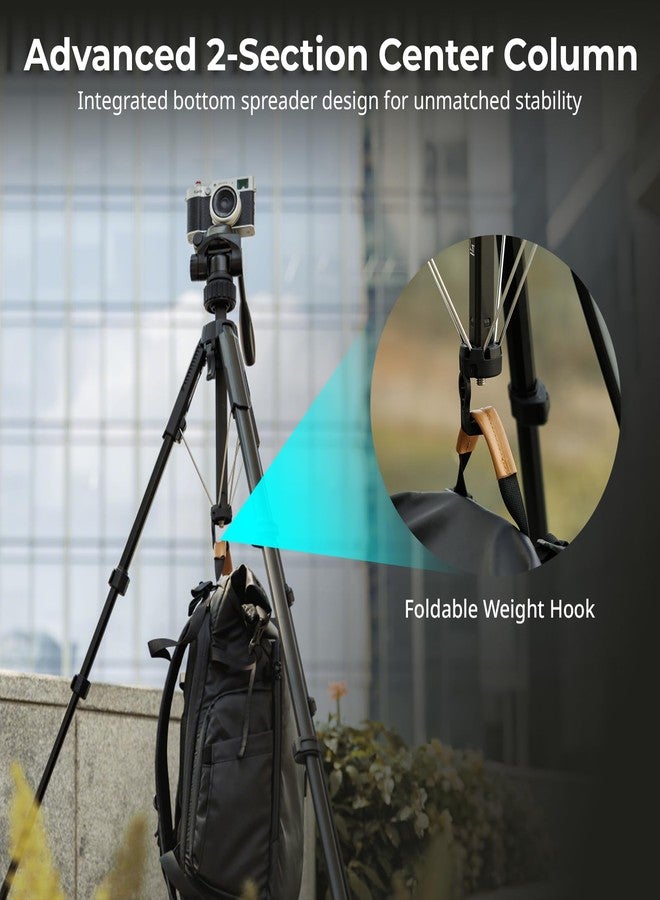 سمول ريج حامل ثلاثي القوائم للكاميرا SmallRig 71 بوصة AP-21، حامل ثلاثي القوائم للسفر لأجهزة iPhone والكاميرات من Canon وNikon مع مشبك للهاتف وحقيبة حمل، حوامل ثلاثية القوائم محمولة للتصوير الفوتوغرافي بأرجل قفل سريعة الفتح، أقصى حمولة 11 رطلاً - Image 2