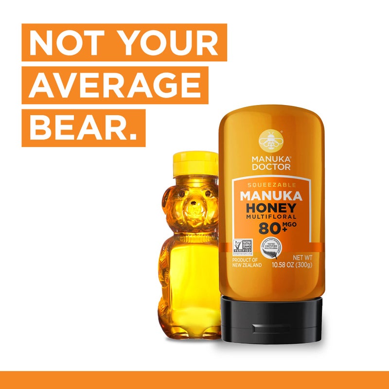 Manuka Doctor - MGO 80+ Squeezy Manuka Honey Multifloral, 100% Pure New Zealand Honey. Certified. Guaranteed. Raw. Non-GMO (10.58 oz) - Image 3
