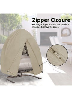 Easy-Going Easy-Going Patio Egg Chair Cover, UV Resistant Waterproof Swing Hanging Egg Chair Cover with Zipper, Outdoor Wicker Double Seat Egg Chair Cover, Camel  - Image 5