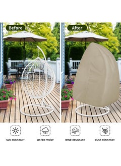 Easy-Going Easy-Going Patio Egg Chair Cover, UV Resistant Waterproof Swing Hanging Egg Chair Cover with Zipper, Outdoor Wicker Double Seat Egg Chair Cover, Camel  - Image 2