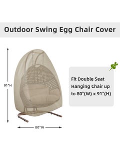 Easy-Going Easy-Going Patio Egg Chair Cover, UV Resistant Waterproof Swing Hanging Egg Chair Cover with Zipper, Outdoor Wicker Double Seat Egg Chair Cover, Camel  - Image 3