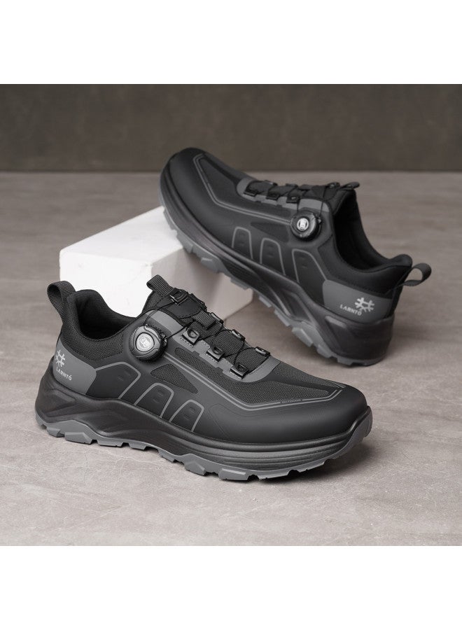 Old Man'S Head Thick-sole Comfort】men's Outdoor Hiking Shoes With Rotating Buckle, No-tie Lacing, Trendy Casual Running Sneakers - Image 2