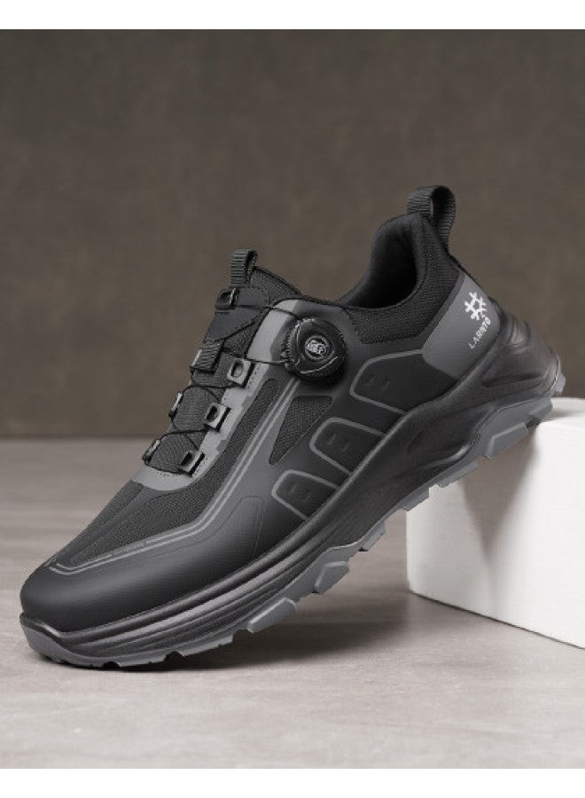 Old Man'S Head Thick-sole Comfort】men's Outdoor Hiking Shoes With Rotating Buckle, No-tie Lacing, Trendy Casual Running Sneakers - Image 1