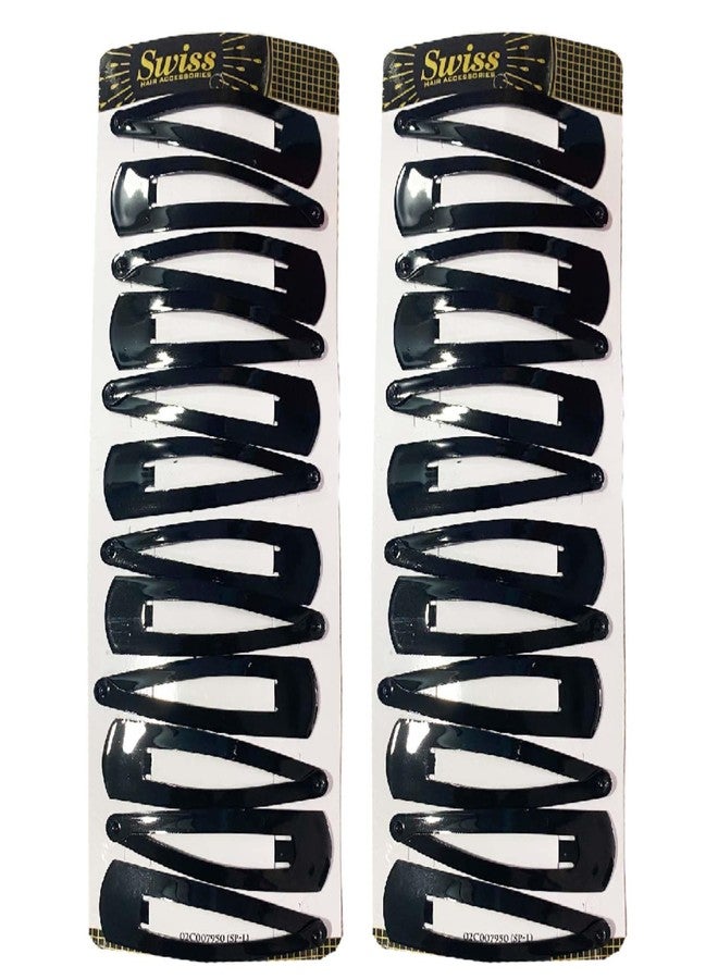 Swiss Hair Accessories Tic Tac Hair Clips for Girls & Women – Pack of 24 (24×6.5 cm) | Durable Metal Tik Tak Pins for Women Girls & Men | Black - Image 1