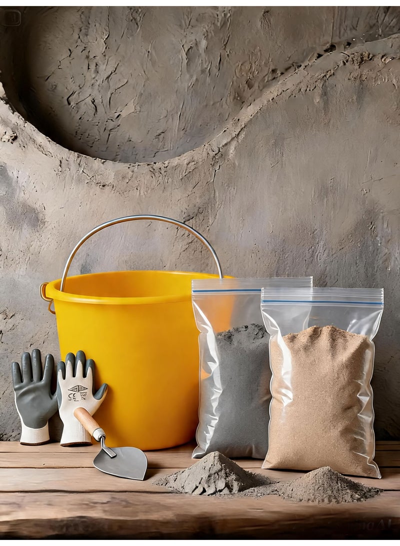 Masonry Starter Kit with Conical Bucket, Trowel, Gloves, 3kg Sand, 2kg Cement - Image 1