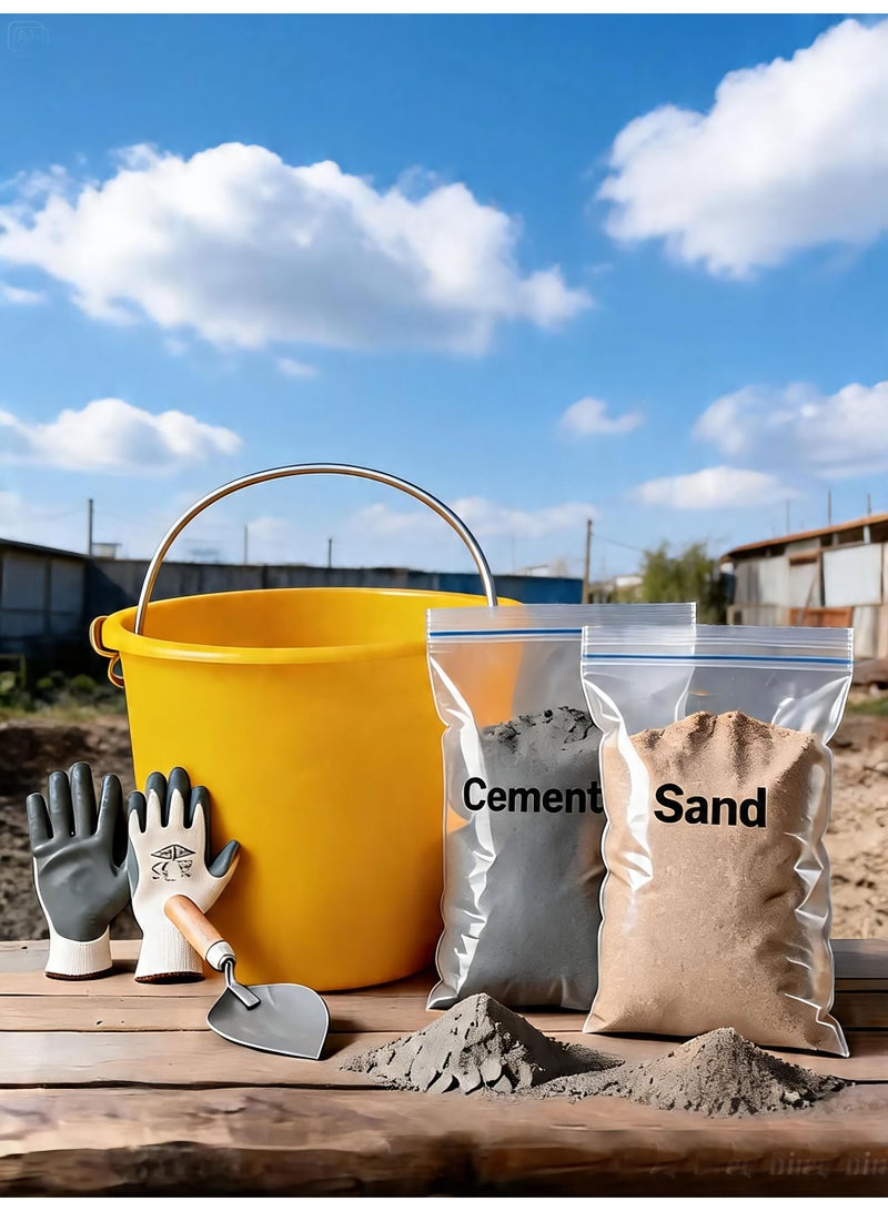 Masonry Starter Kit with Conical Bucket, Trowel, Gloves, 3kg Sand, 2kg Cement - Image 2