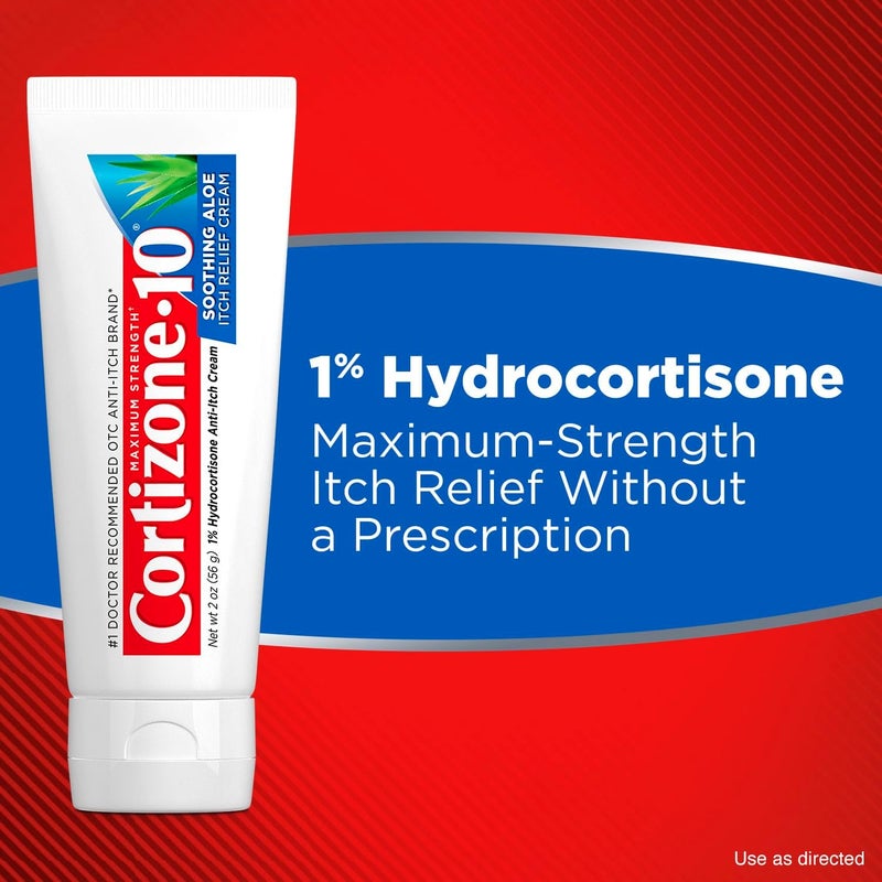 Cortizone 10 Cortizone10 Maximum Strength Soothing Aloe Itch Relief Cream 1 Hydrocortisone FastActing AntiItch Cream for Bug Bites Rash Eczema Psoriasis Poison Ivy Oak Sumac 2 oz Pack of 4 - Image 4
