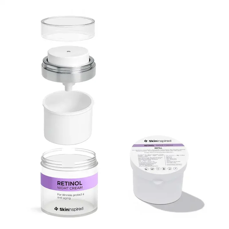 Skininspired SkinInspired Retinol Night Cream Refill | 0.1% Retinol & Hyaluronic Acid | Anti-Wrinkle Cream for Women | Night Cream For Women & Men Glowing Skin | For Normal to Dry Skin | Eco-Friendly & Cost-Saving