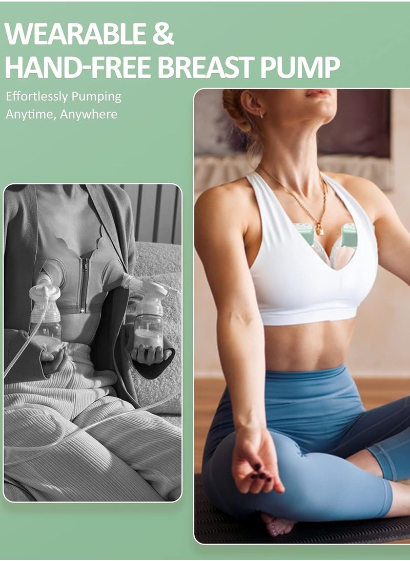 KitchTron - Double Breast Pump, Hands-Free Breast Pump, Wearable Breast Pump, With 2 Modes & 12 Levels, Type-C Rechargeable, Smart LED Display, 3 connectors (17mm, 19mm, 21mm) & 6 breast milk storage bags 250ml - Image 1