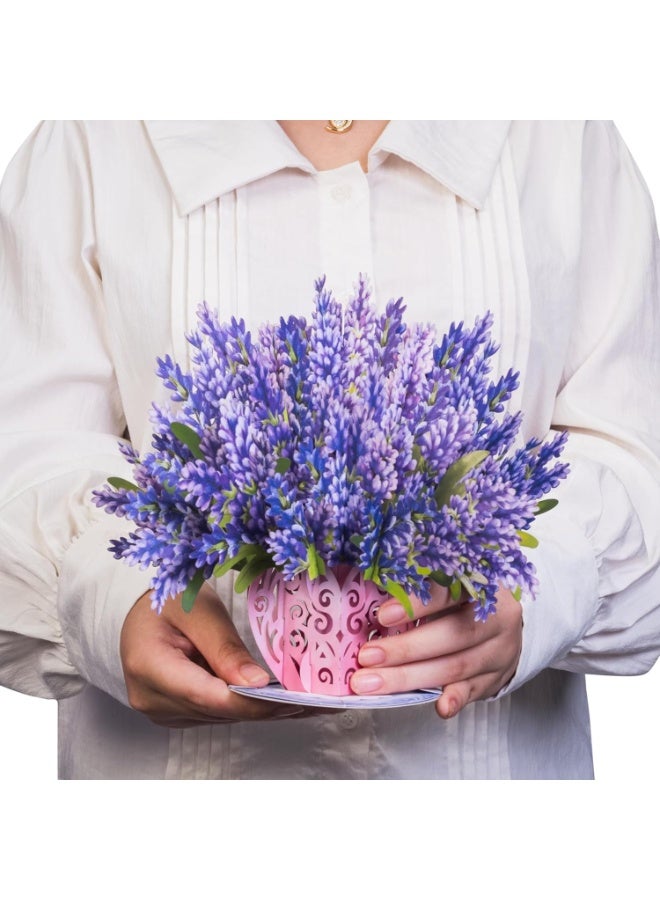 3D Flower Bouquet Pop Up Mother's Day Card, with Lavender Forever Flowers Keepsake, Gift for Mothers Day, Birthday, Graduation, Get Well, Thank You, All Occasion - Image 2