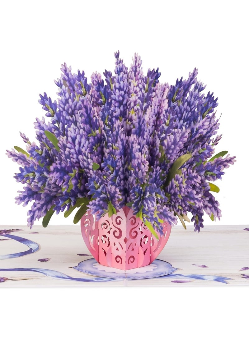 3D Flower Bouquet Pop Up Mother's Day Card, with Lavender Forever Flowers Keepsake, Gift for Mothers Day, Birthday, Graduation, Get Well, Thank You, All Occasion - Image 5