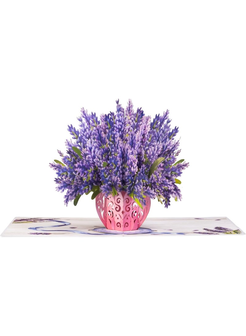 3D Flower Bouquet Pop Up Mother's Day Card, with Lavender Forever Flowers Keepsake, Gift for Mothers Day, Birthday, Graduation, Get Well, Thank You, All Occasion - Image 4