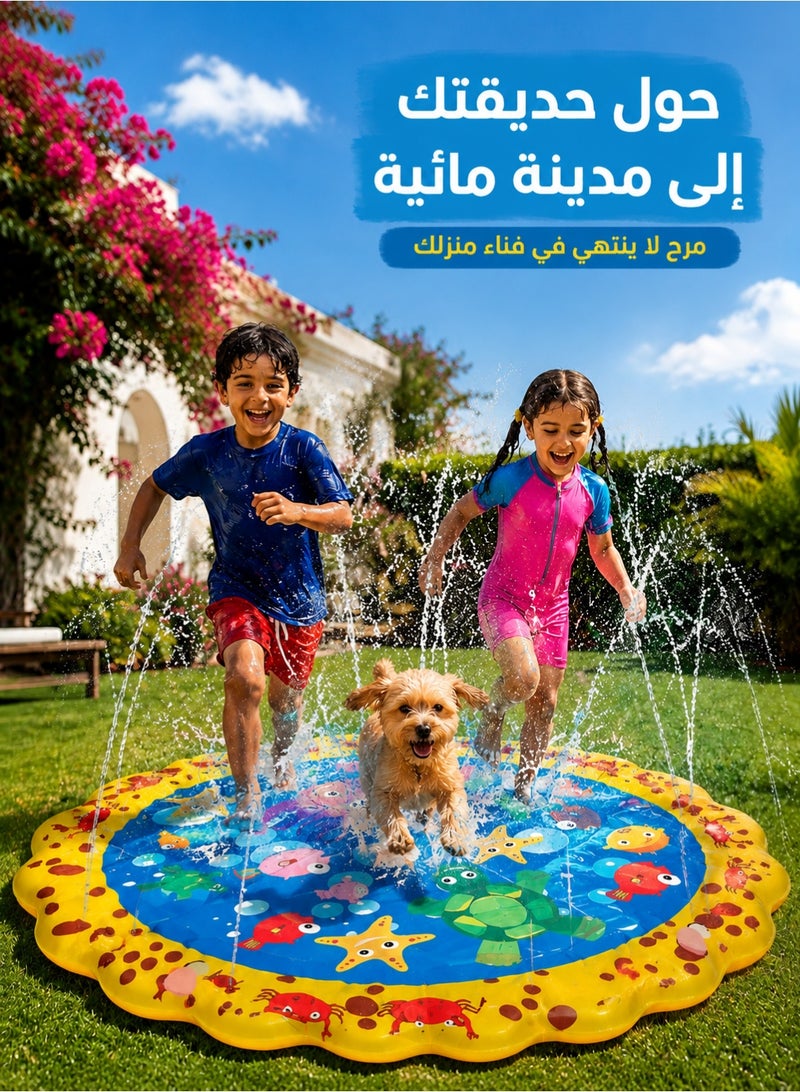 Upgrade 100cm Inflatable Splash Pad for Kids & Toddlers, Water Play Mat, Summer Outdoor Backyard Sprinkler Toy, Thickened PVC, Screen-Free Family Fun (BPA Free) - Image 2