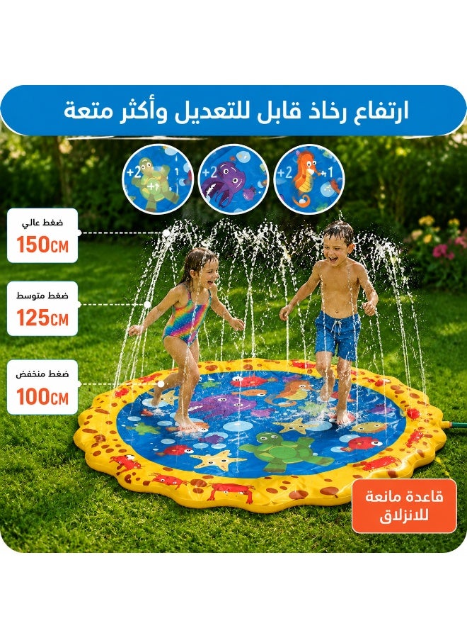 Upgrade 100cm Inflatable Splash Pad for Kids & Toddlers, Water Play Mat, Summer Outdoor Backyard Sprinkler Toy, Thickened PVC, Screen-Free Family Fun (BPA Free) - Image 5