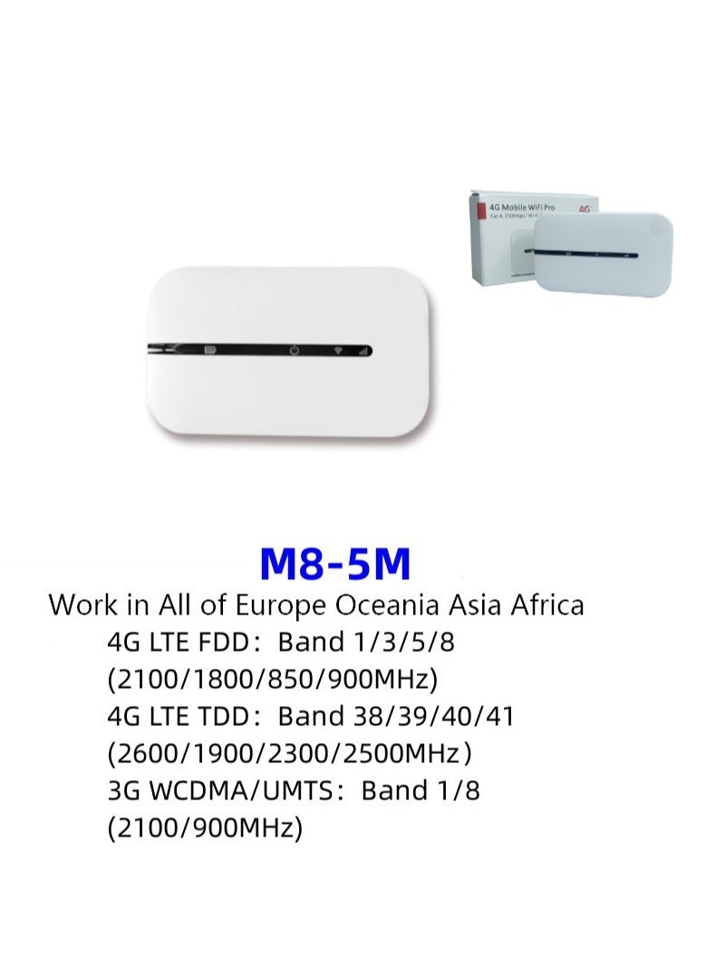 General - Wireless Router 4G LTE 150Mbps WiFi Portable Modem Wireless Router MIFI Wi-Fi Mobile Hotspot High Speed 4G Mobile WiFi Hotspot Router（M8-5M） - Image 1