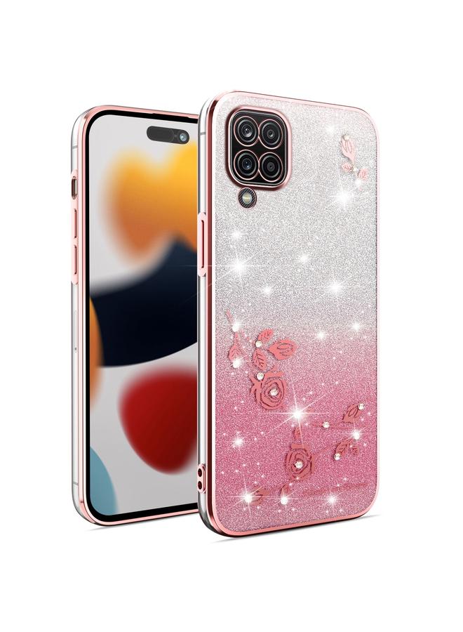 إيروريكس جراب لهاتف Samsung Galaxy A12 جراب هاتف شامل بنقشة زهور لامعة متدرجة - Image 1