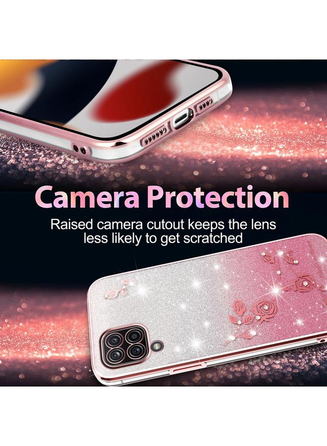 إيروريكس جراب لهاتف Samsung Galaxy A12 جراب هاتف شامل بنقشة زهور لامعة متدرجة - Image 5