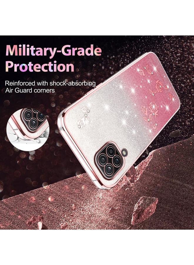 إيروريكس جراب لهاتف Samsung Galaxy A12 جراب هاتف شامل بنقشة زهور لامعة متدرجة - Image 4