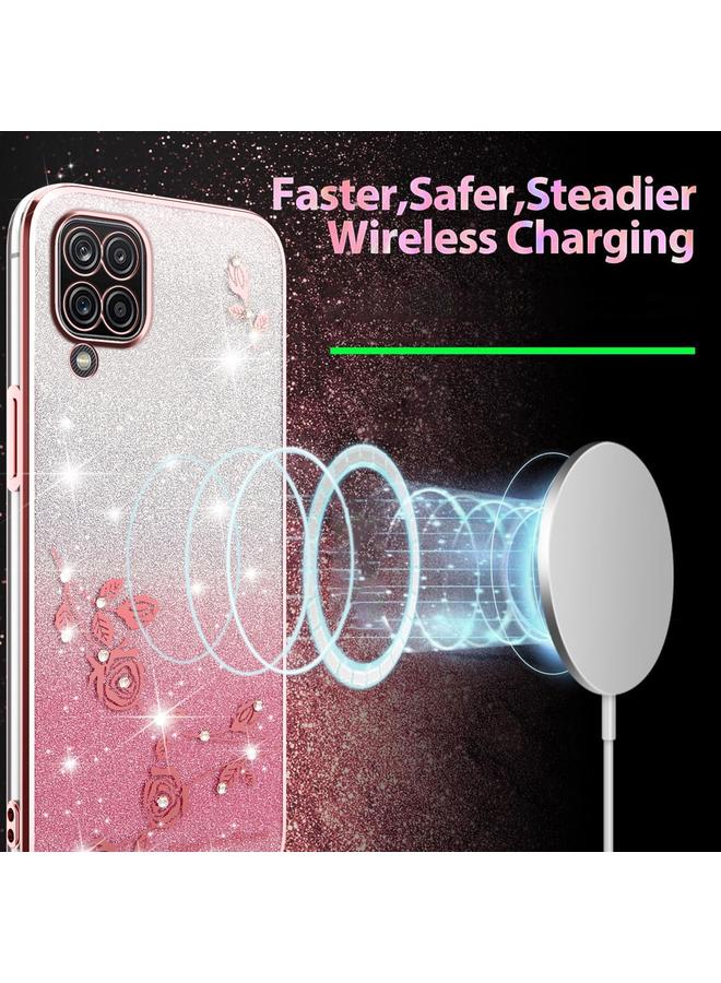 إيروريكس جراب لهاتف Samsung Galaxy A12 جراب هاتف شامل بنقشة زهور لامعة متدرجة - Image 3