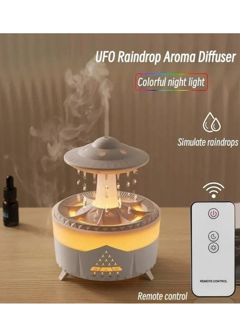 Denx Cloud Rain Humidifier Colorful Light Raindrop Aroma Diffuser with Desktop Fountain Water Drop Sound for Home Office Restaurant - Image 2
