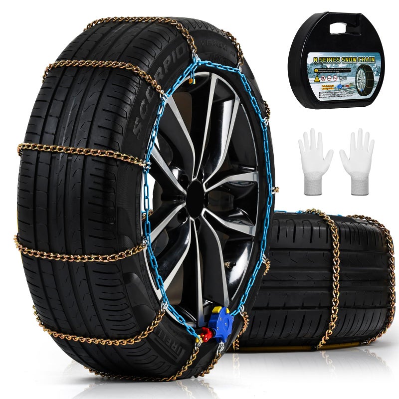 Artizles Auto Tightening Snow Chains for Cars, SUVs & Pickup Trucks â€“ 1-Min Quick-Fit Auto Installation, Reusable Universal Emergency Traction Tire Chains â€“ Set of 2ï¼ˆALN110ï¼‰ - Image 1